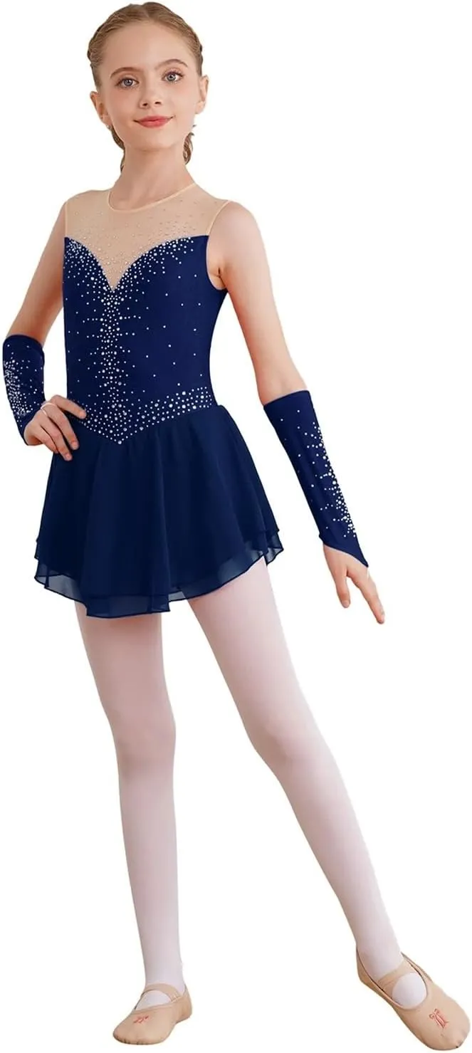 Girl Figure Skating Dress Ballet Dress Rhythmic Gymnastics Leotard Children Lyrical Dancewear