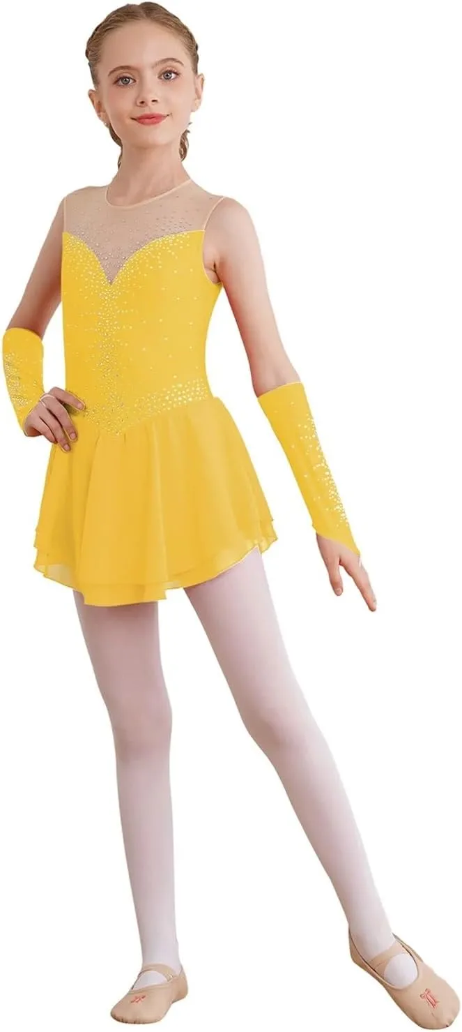 Girl Figure Skating Dress Ballet Dress Rhythmic Gymnastics Leotard Children Lyrical Dancewear