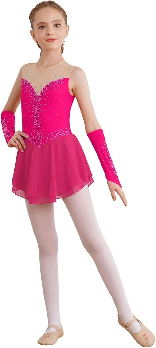 Girl Figure Skating Dress Ballet Dress Rhythmic Gymnastics Leotard Children Lyrical Dancewear