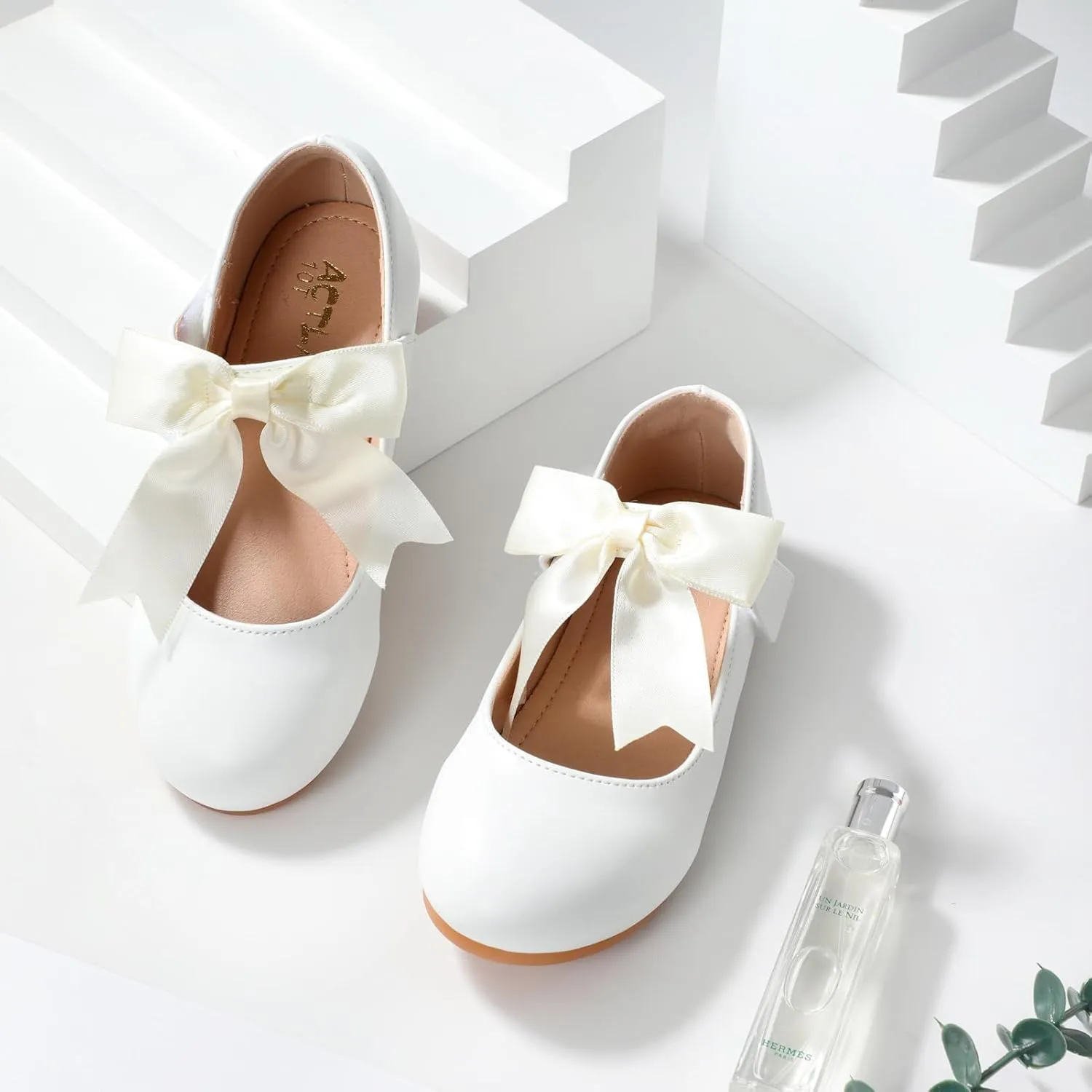 Girls Mary Jane Flats - Soft Round Toe Dress Shoes with Non-Slip Soles | Cute Bow Ballet Flats for Weddings, School, Parties (Toddler/Kids Sizes)