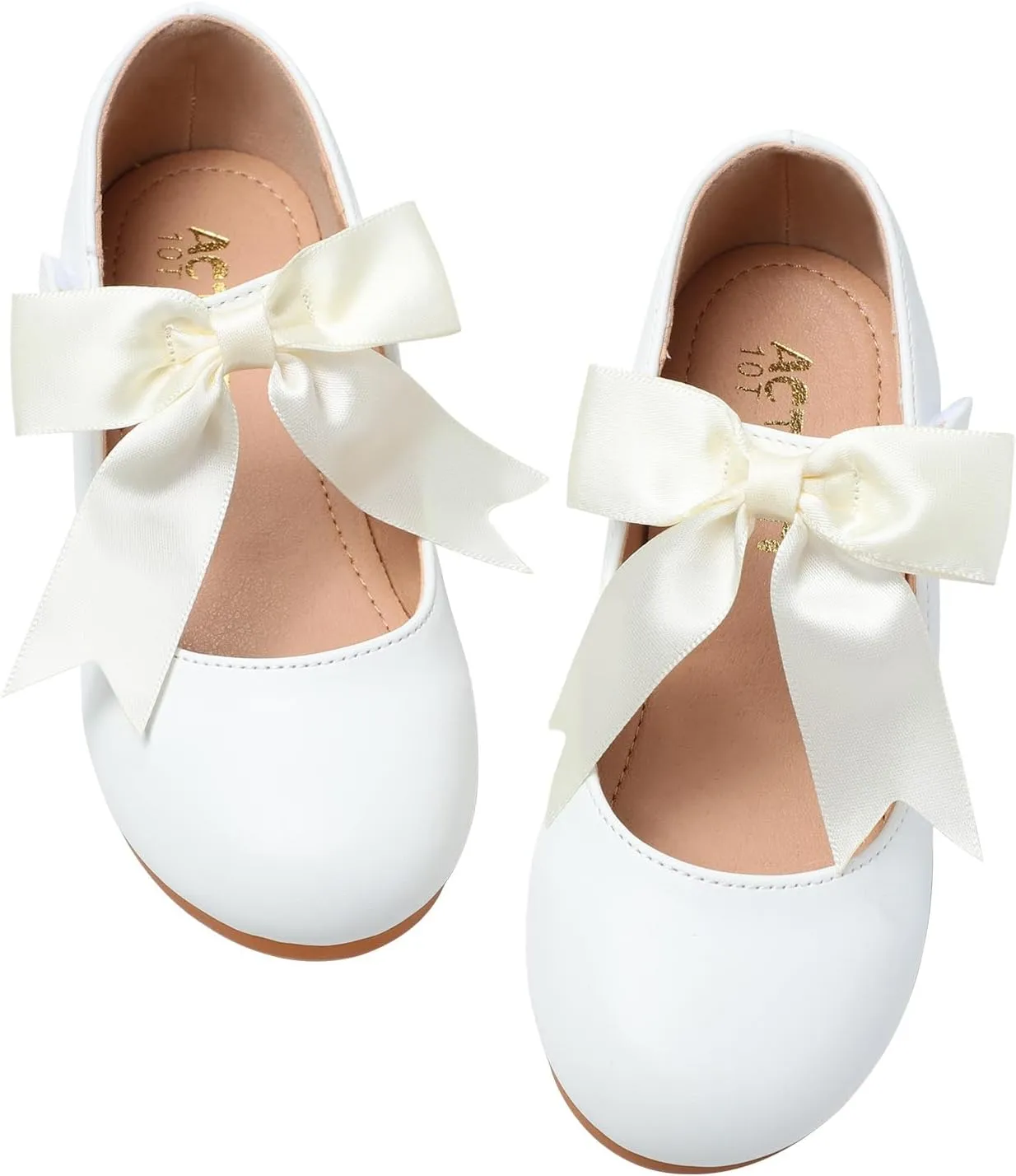 Girls Mary Jane Flats - Soft Round Toe Dress Shoes with Non-Slip Soles | Cute Bow Ballet Flats for Weddings, School, Parties (Toddler/Kids Sizes)