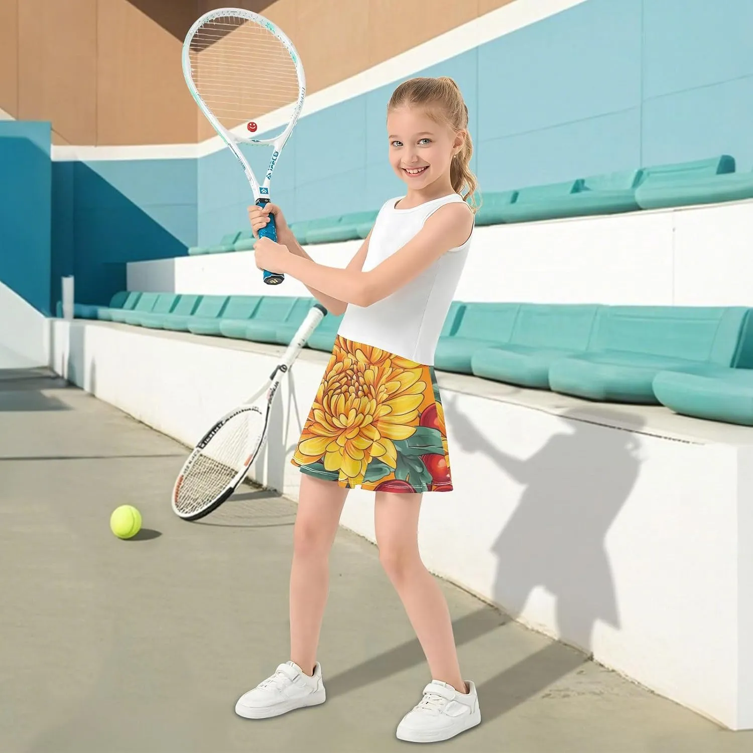 Girls Skorts Active Athletic Skirts with Inner Built-in Shorts for Golf Tennis 3-12T Red and Green Stripes