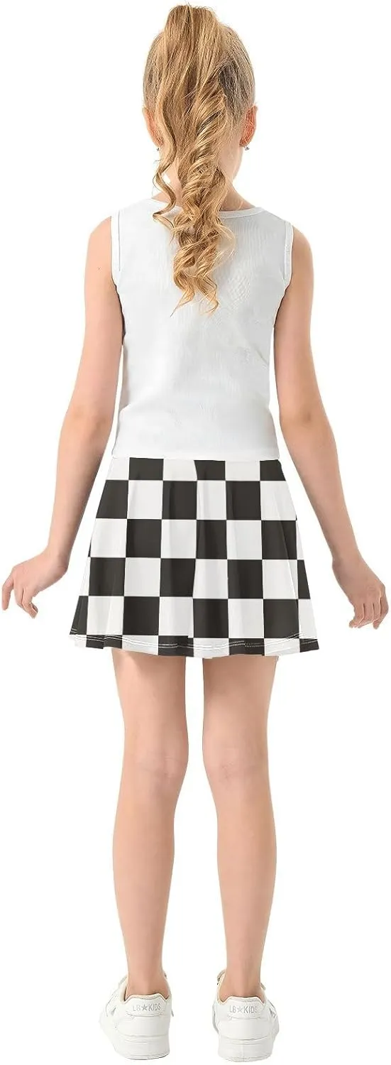 Girls Skorts Active Athletic Skirts with Inner Built-in Shorts for Golf Tennis 3-12T White Rose Flowers