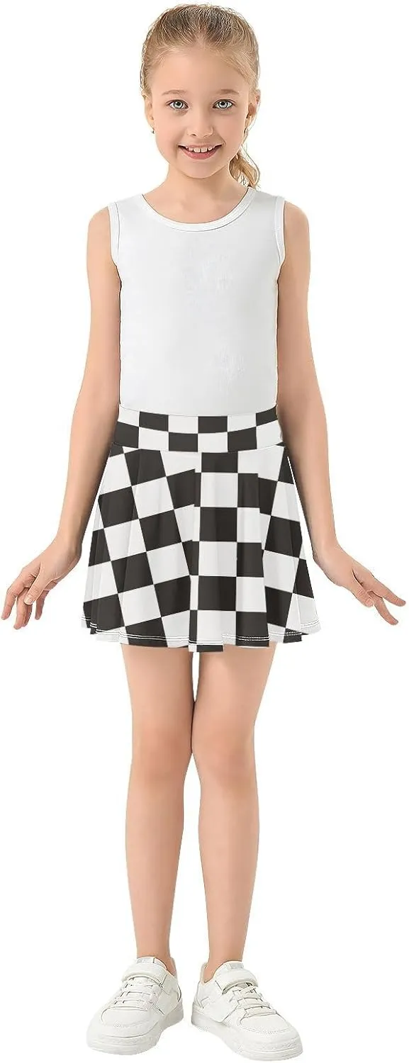 Girls Skorts Active Athletic Skirts with Inner Built-in Shorts for Golf Tennis 3-12T White Rose Flowers