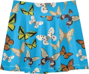 Girls Skorts Active Athletic Skirts with Inner Built-in Shorts for Golf Tennis Running Double Layer Design Stretchy 5-6T Butterfly Blue