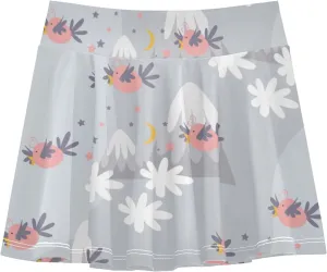 Girls Skorts Active Athletic Skirts with Inner Built-in Shorts for Golf Tennis Running Double Layer Design Stretchy 7-8T Cute Bird Mountain Grey