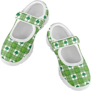 Girls St. Patrick's Day Shoes Mesh Slip On Casual Sneaker Comfort Non Slip Travel Walking Shoe Easter Party Shoes White Sole US 11-15