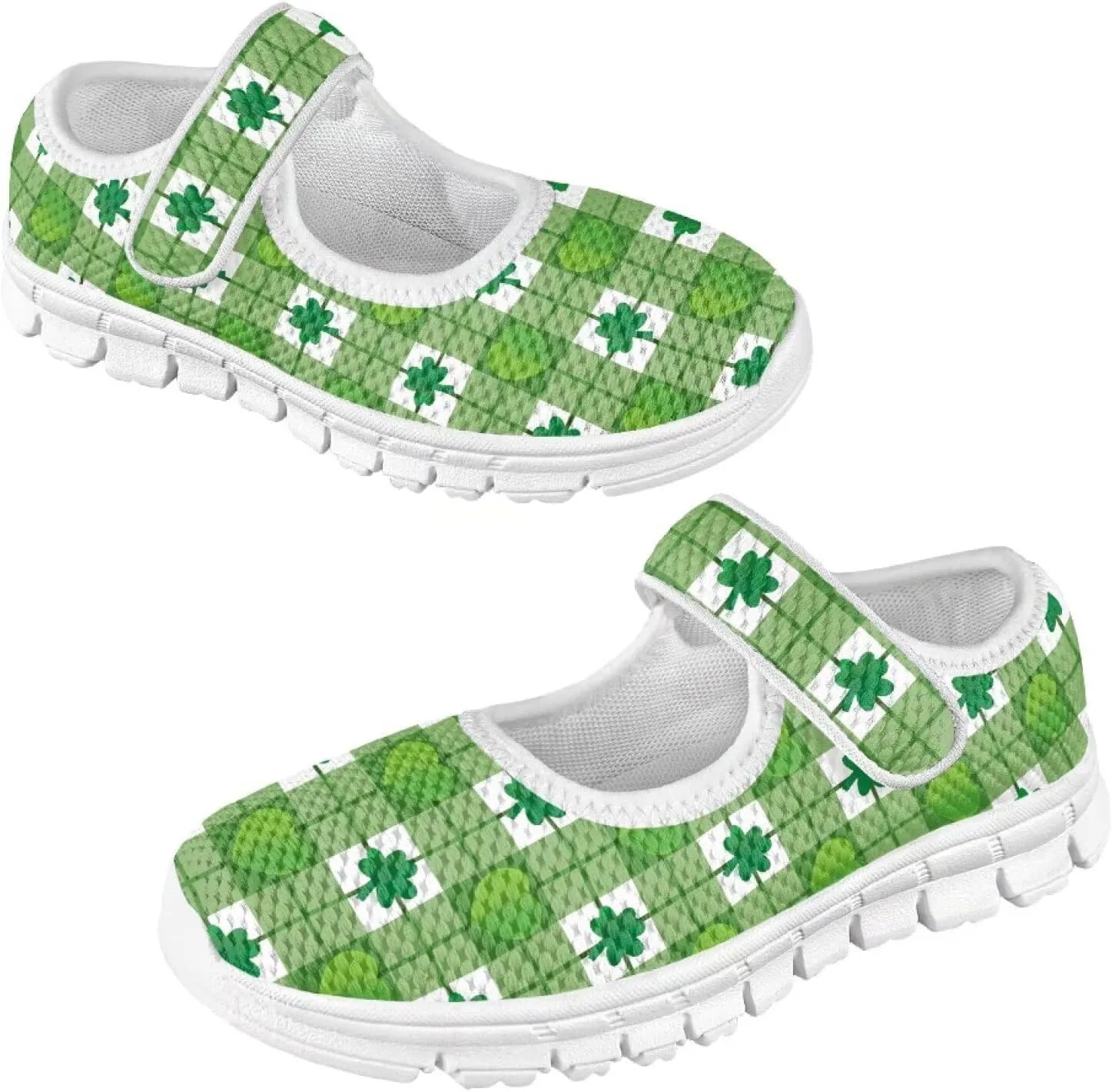 Girls St. Patrick's Day Shoes Mesh Slip On Casual Sneaker Comfort Non Slip Travel Walking Shoe Easter Party Shoes White Sole US 11-15