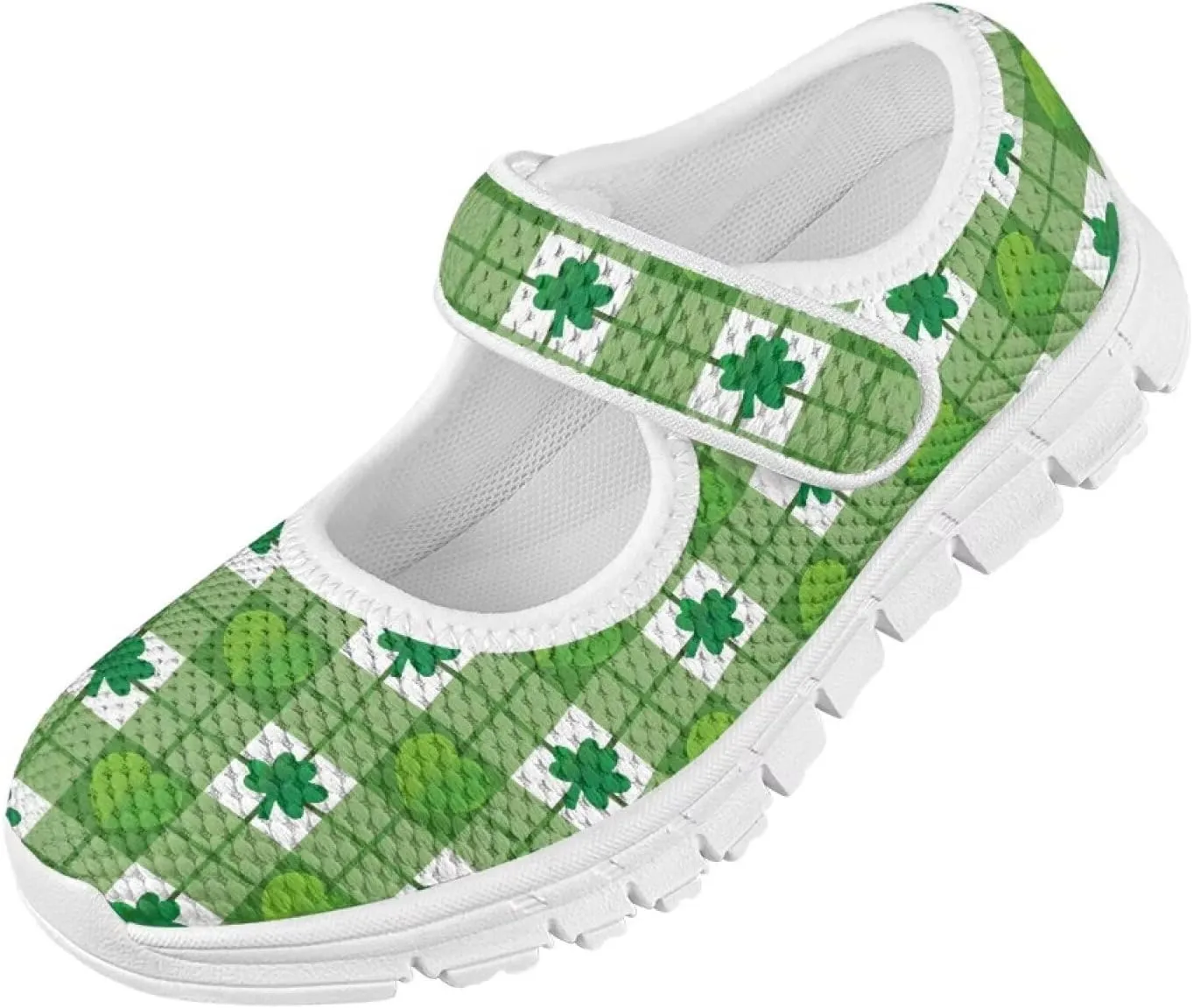 Girls St. Patrick's Day Shoes Mesh Slip On Casual Sneaker Comfort Non Slip Travel Walking Shoe Easter Party Shoes White Sole US 11-15