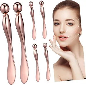 GLEAVI 6 Pcs Eye Cream Massager Metal Roller Stick Spoon Applicator Stylish Beauty Tool for Home Use Salon Easy Cleaning Facial Massage for Delicate Skin