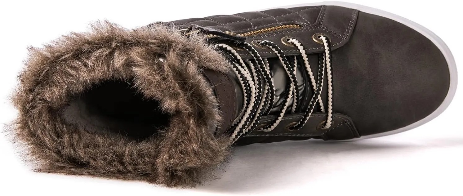 GLOBALWIN Women’s Platform Wedge Sneakers Outdoor Anti-Slip Winter Snow Hiking Furry Ankle Boots for Women