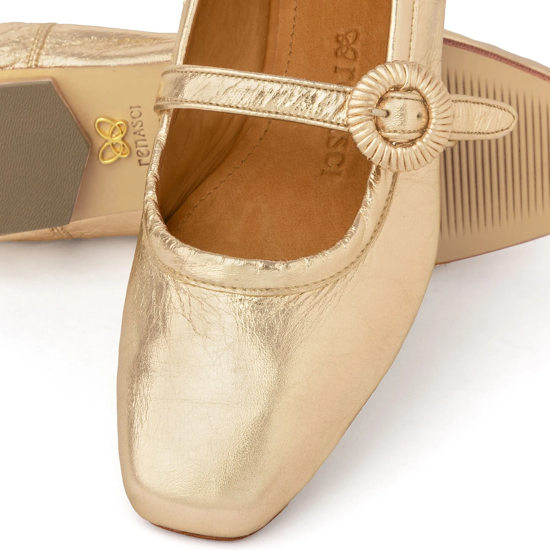 Gloria Mary Jane Flat Gold