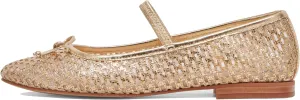 Gold Woven Mesh Flats for Women Breathable Mesh Ballet Flats with Cute Bows, Dressy Fishnet Shoes with Round Toe for Comfort and Style Size 9.5