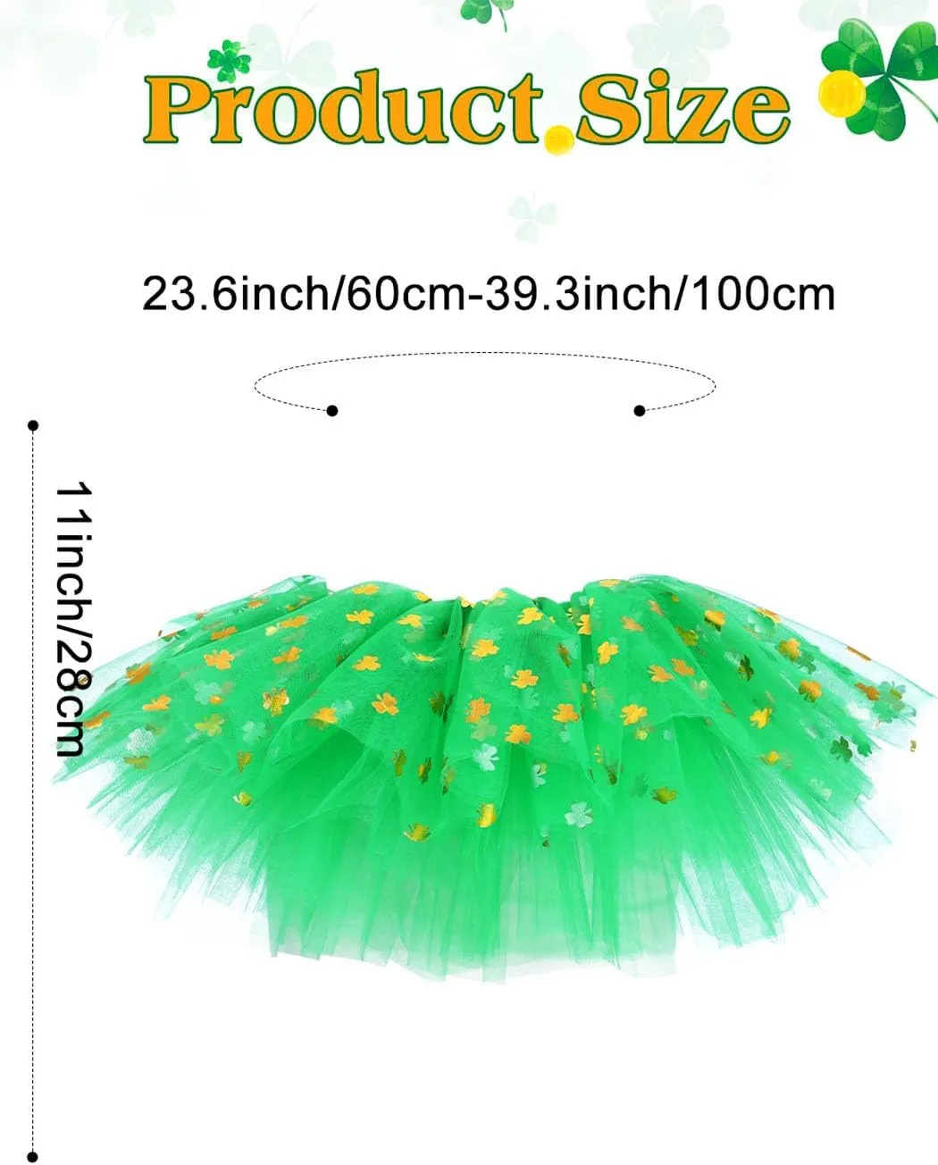 GRAEEN St Patrick's Day Tutu Skirt Green Clover Layered Ballet Tutu Skirts Irish Shamrock Tulle Tutus for Women and Girls