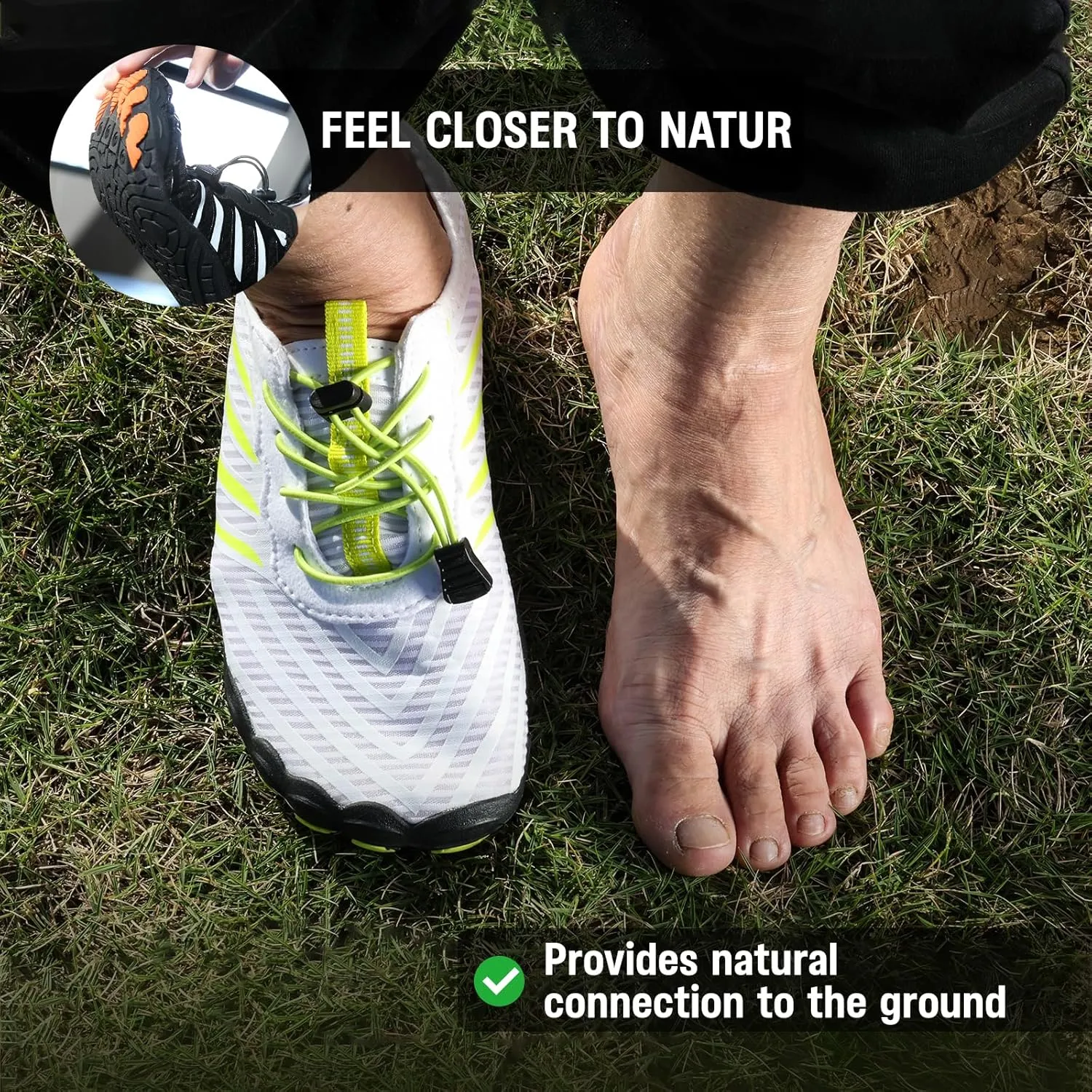 Grounded Footwear for Women Barefoot Shoes,Grounded Footwear for Mens,Hike Barefoot Shoes Womens Footwear,2025 New Comfortable Non-Slip Barefoot Vitality Shoes,Men's Women's Water Shoes Wide Toe Box