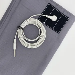 Grounding Sheet King Improve Sleep Conductive Grounding Bed Sheet 10% Pure Silver with 15ft Grounding Cord 76x80in Gray