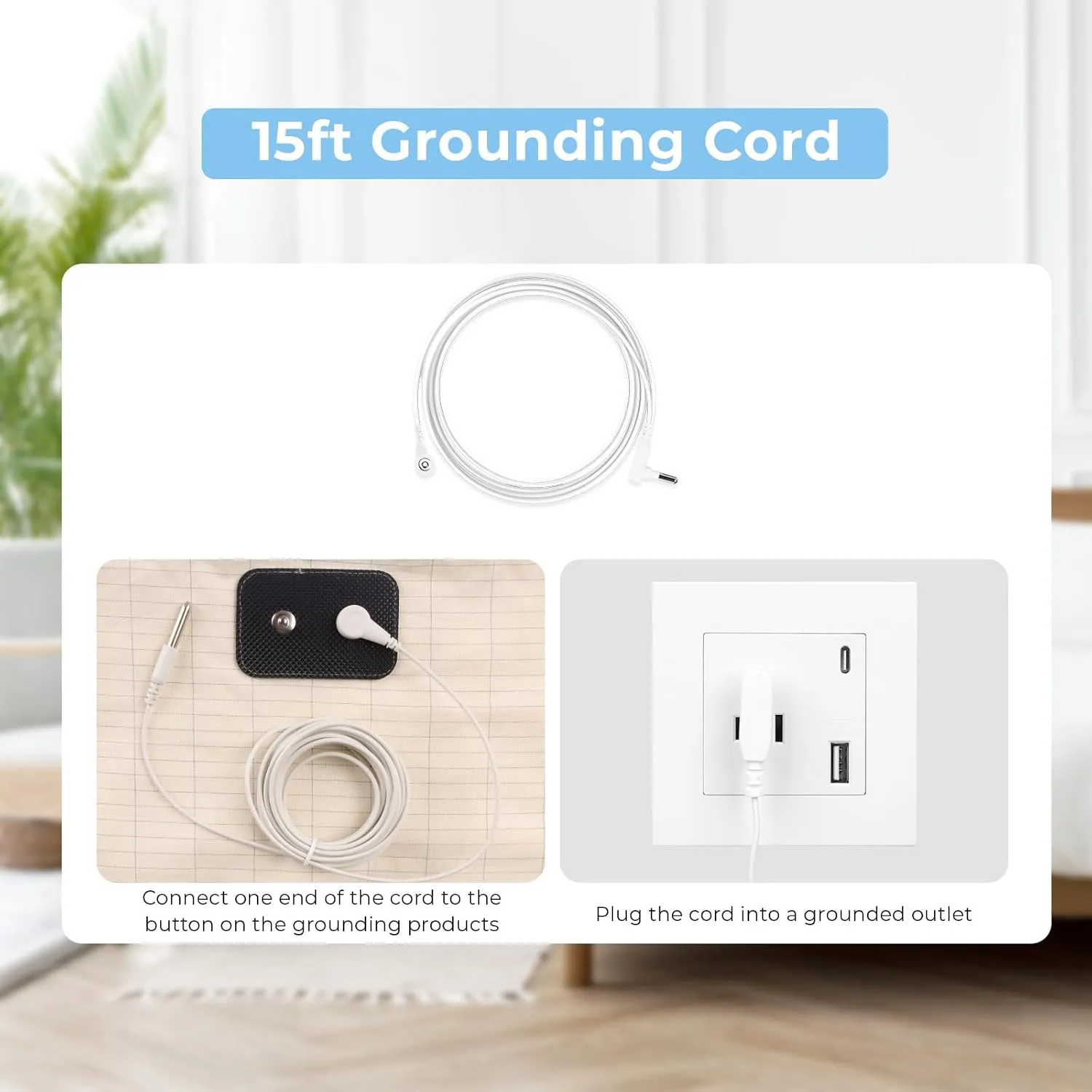 Grounding Sheet King Improve Sleep Conductive Grounding Bed Sheet 10% Pure Silver with 15ft Grounding Cord 76x80in Gray