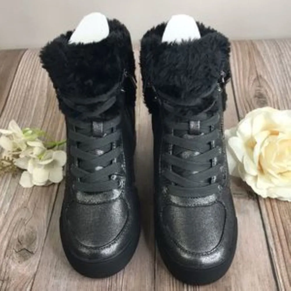Guess Greyish-brown Leather Wedge-Sneaker 5M
