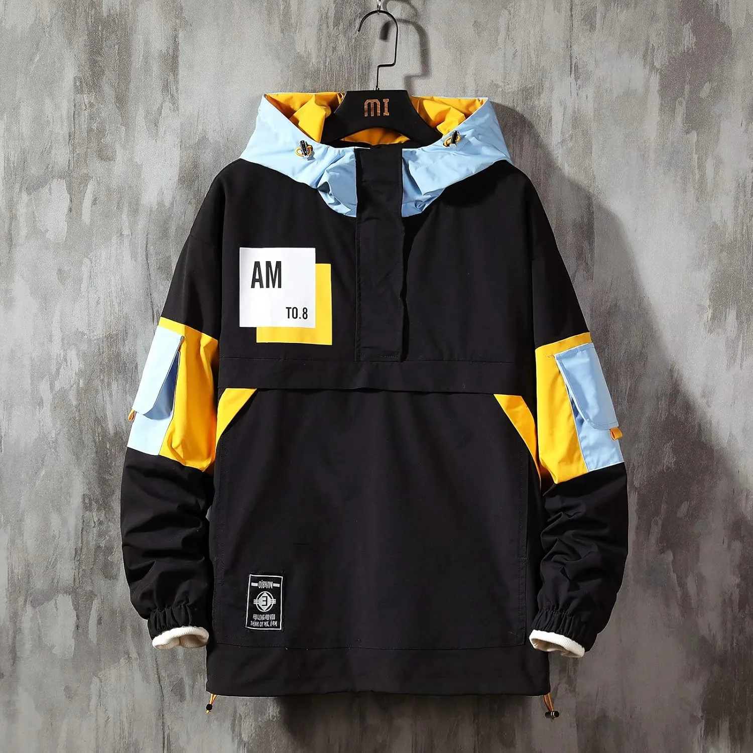 GURUNVANI Casual Hoodie Long Sleeve Hooded Jacket Color Block Pullover