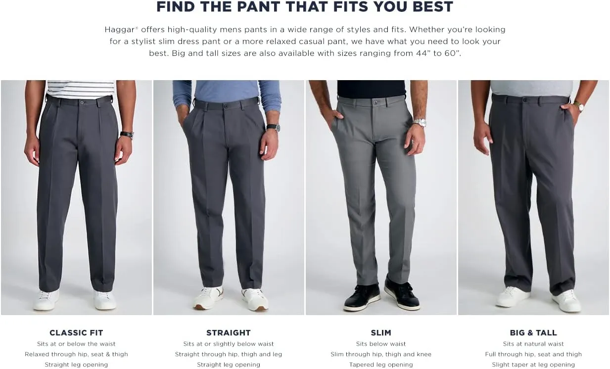 Haggar Men's Cool Right Performance Flex Straight Fit Flat Front Pant-reg. and Big & Tall