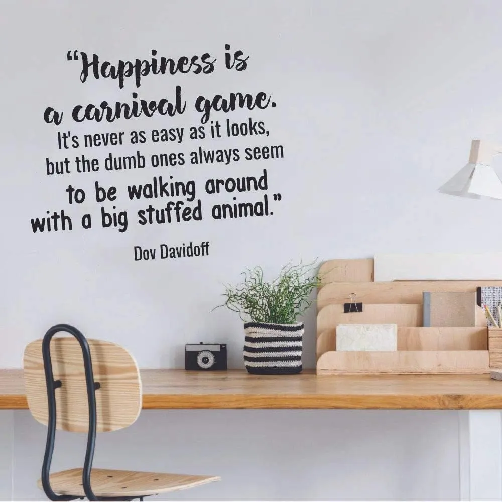 Happiness Is A Carnival Game Its Never As Easy As It Looks Dov Davidoff Carnival Ride Quote Wall Sticker Vinyl Decal Decor For Boys/Girls Childrens Room Home Bedroom Decoration Size (40x40 inch)