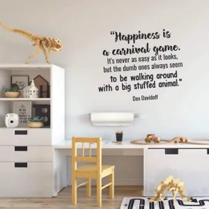Happiness Is A Carnival Game Its Never As Easy As It Looks Dov Davidoff Carnival Ride Quote Wall Sticker Vinyl Decal Decor For Boys/Girls Childrens Room Home Bedroom Decoration Size (40x40 inch)