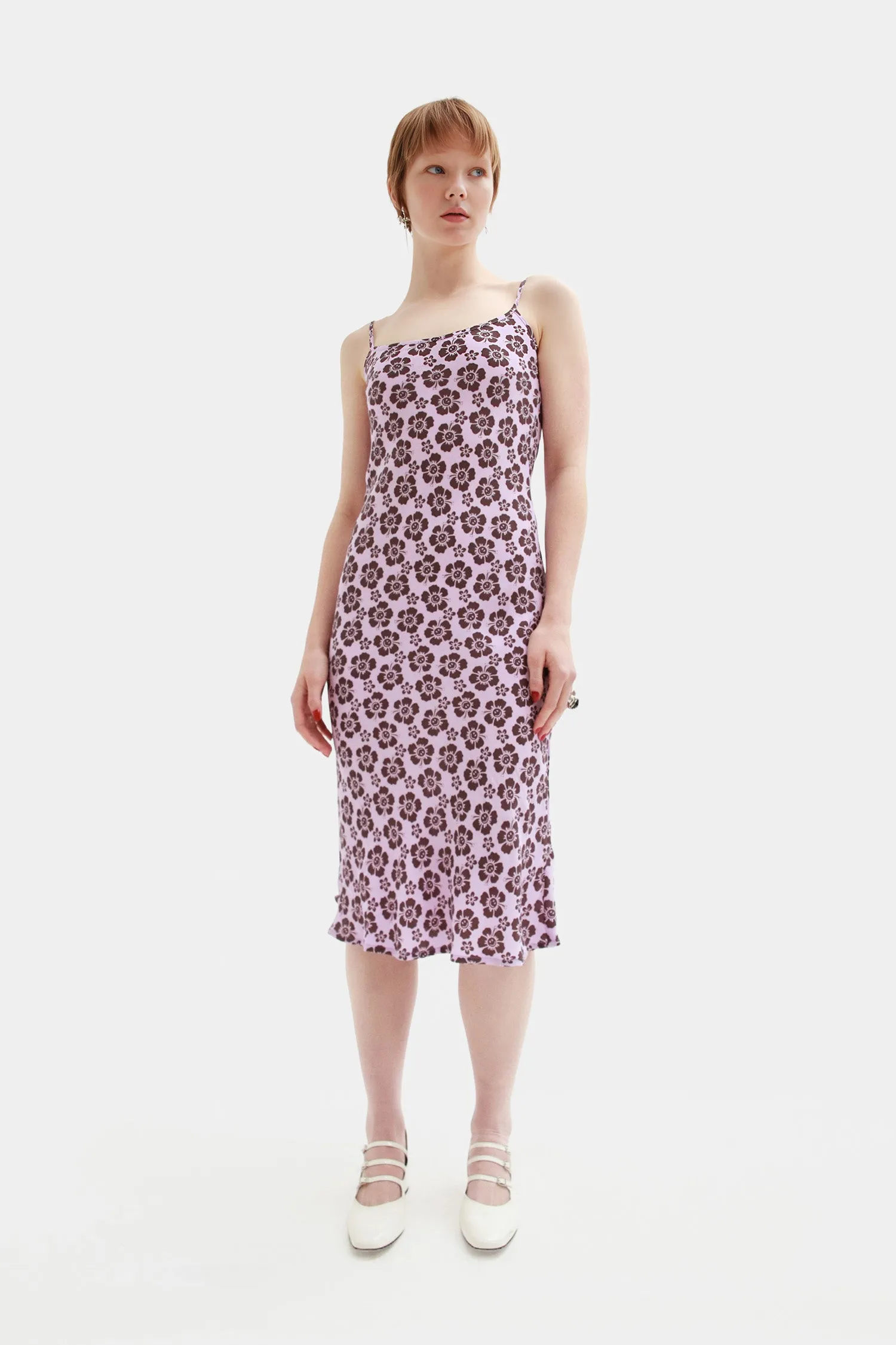 Happy Hibiscus Vacation Slip Dress - Lilac/Choc