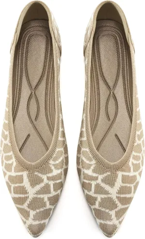 HARENCE Women's Flats Ballet Shoes: Comfortable Pointed Toe Soft Knit Flat Casual Slip On Work Dress Shoes for Walking Wedding Dating