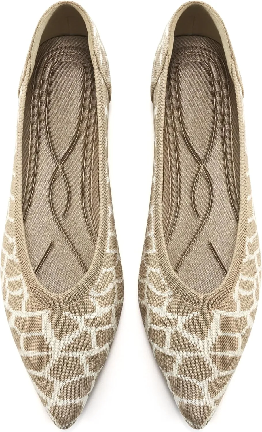 HARENCE Women's Flats Ballet Shoes: Comfortable Pointed Toe Soft Knit Flat Casual Slip On Work Dress Shoes for Walking Wedding Dating
