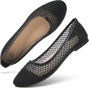 hash bubbie Women's Flats Shoes Ballet Flats Womens Knit Mesh Washable Dress Shoes Comfortable Slip on Loafers for Women Breathable Business Casual Shoes
