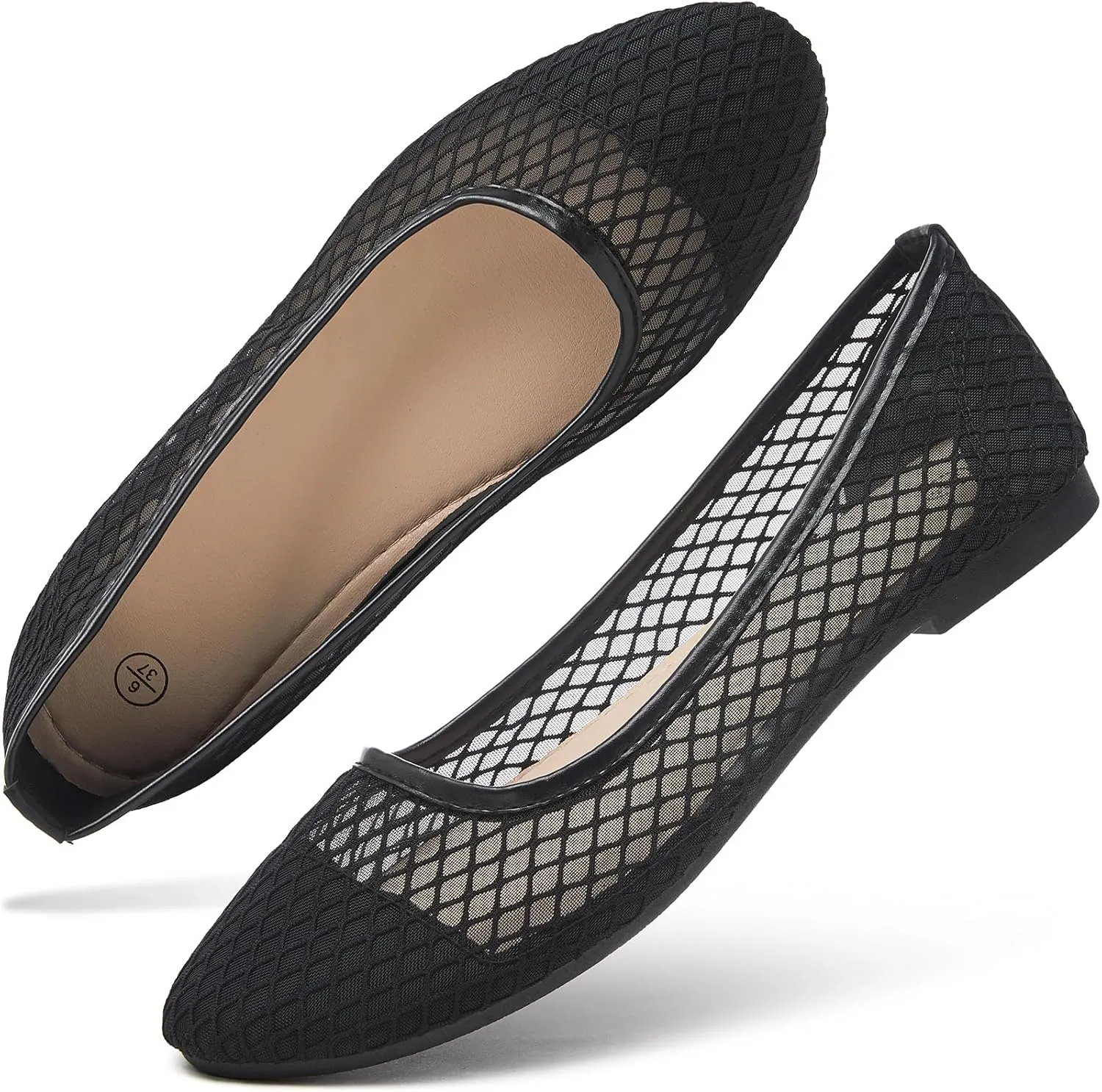 hash bubbie Women's Flats Shoes Ballet Flats Womens Knit Mesh Washable Dress Shoes Comfortable Slip on Loafers for Women Breathable Business Casual Shoes