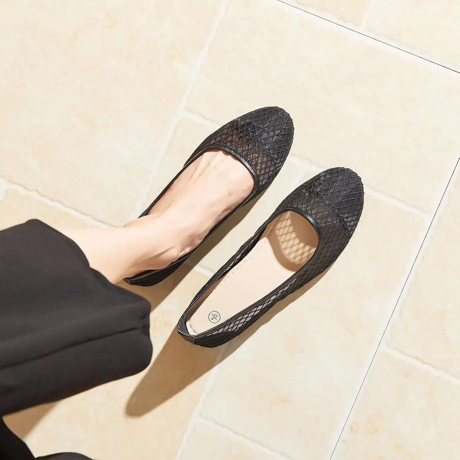 hash bubbie Women's Flats Shoes Ballet Flats Womens Knit Mesh Washable Dress Shoes Comfortable Slip on Loafers for Women Breathable Business Casual Shoes