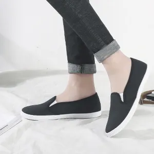 Hbeylia Women's Low Top Canvas Shoes Fashion Slip On Flats Casual Breathable Lightweight Loafers Comfortable Play Sneakers Boating Shoes for Work Nurse Beach Travel Hiking Walking Shoes