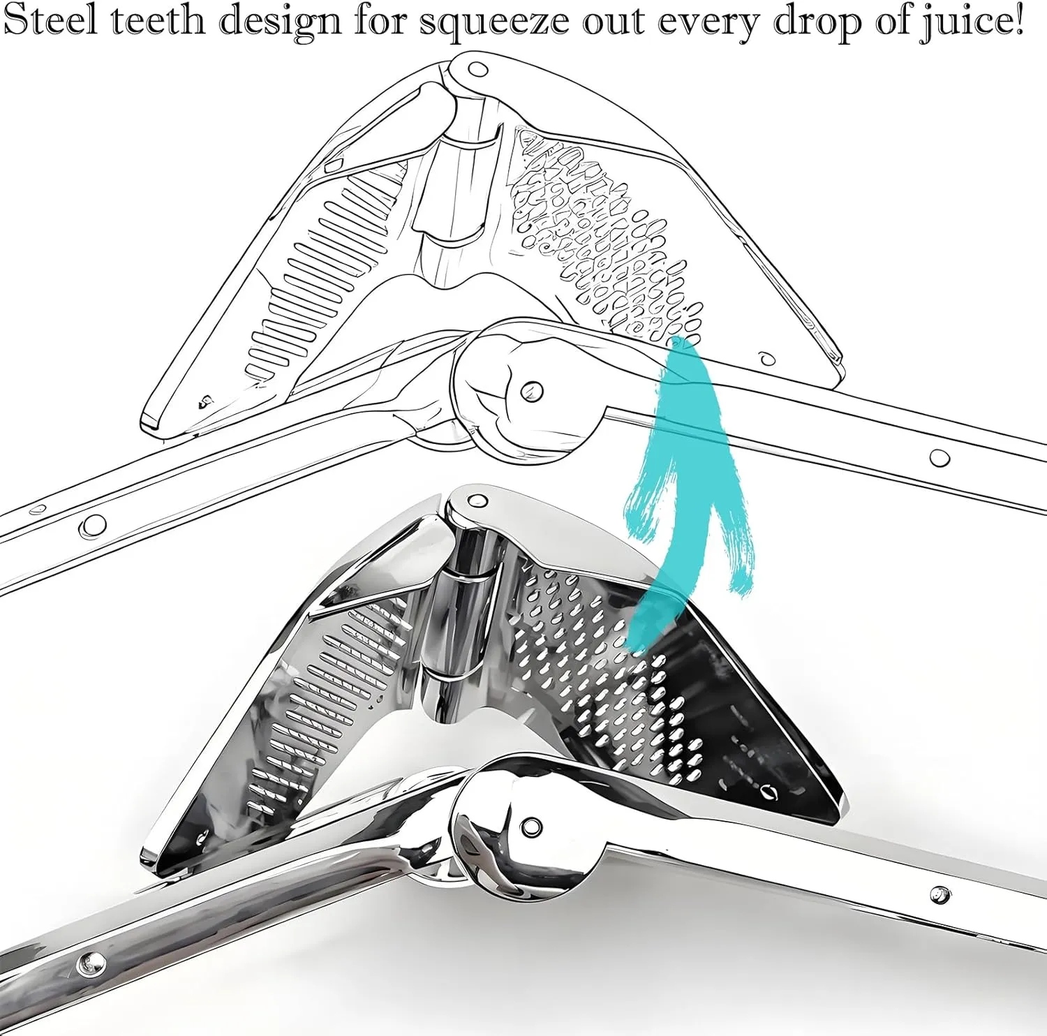 Heavy Duty Lemon Squeezer Stainless Steel - Max Extraction Manual Juicer - Easy Squeeze Fold-Flat Lime Citrus Handheld Juice Extractor