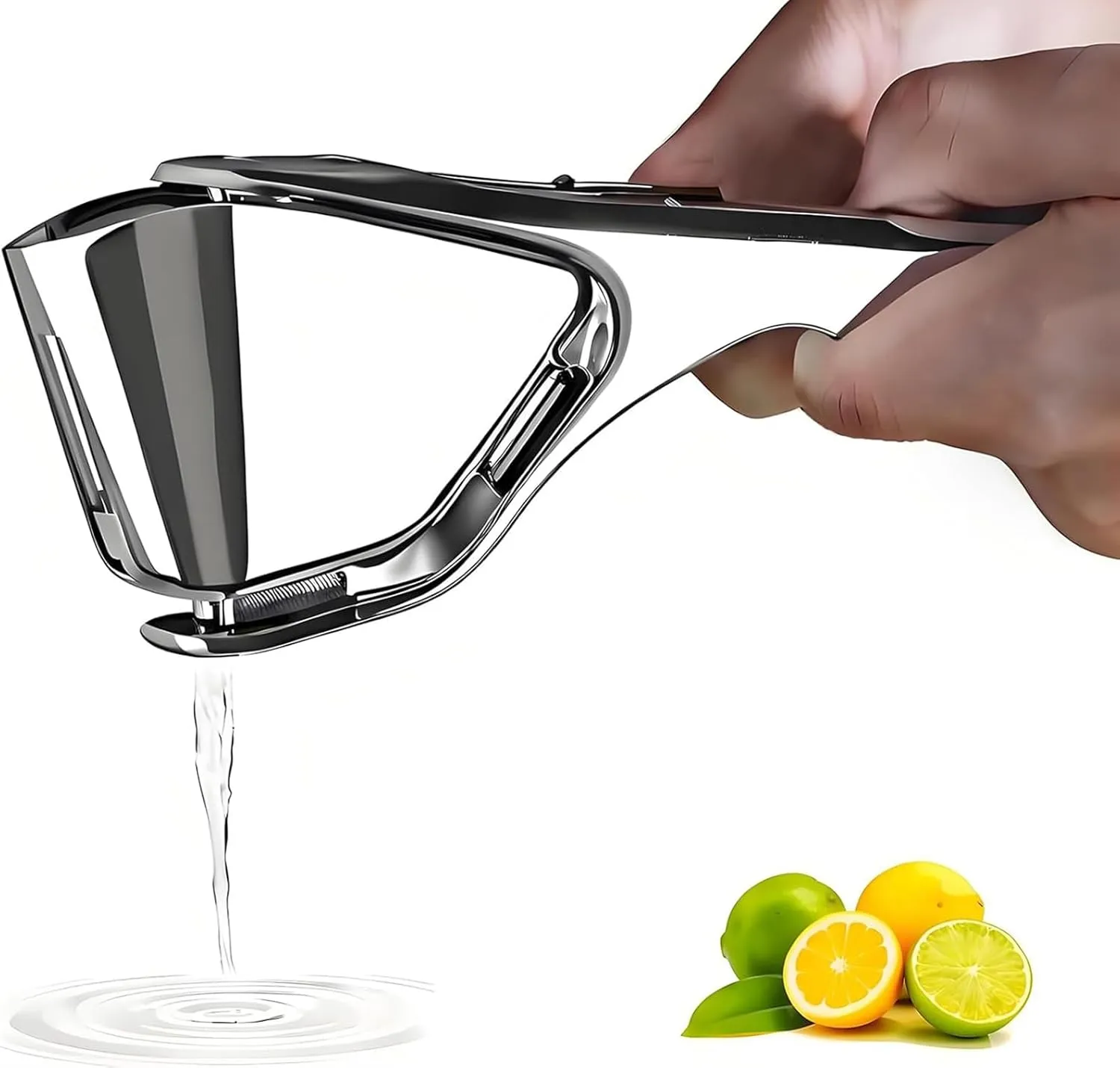 Heavy Duty Lemon Squeezer Stainless Steel - Max Extraction Manual Juicer - Easy Squeeze Fold-Flat Lime Citrus Handheld Juice Extractor