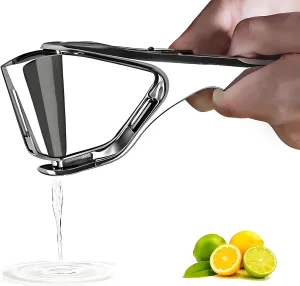 Heavy Duty Lemon Squeezer Stainless Steel - Max Extraction Manual Juicer - Easy Squeeze Fold-Flat Lime Citrus Handheld Juice Extractor