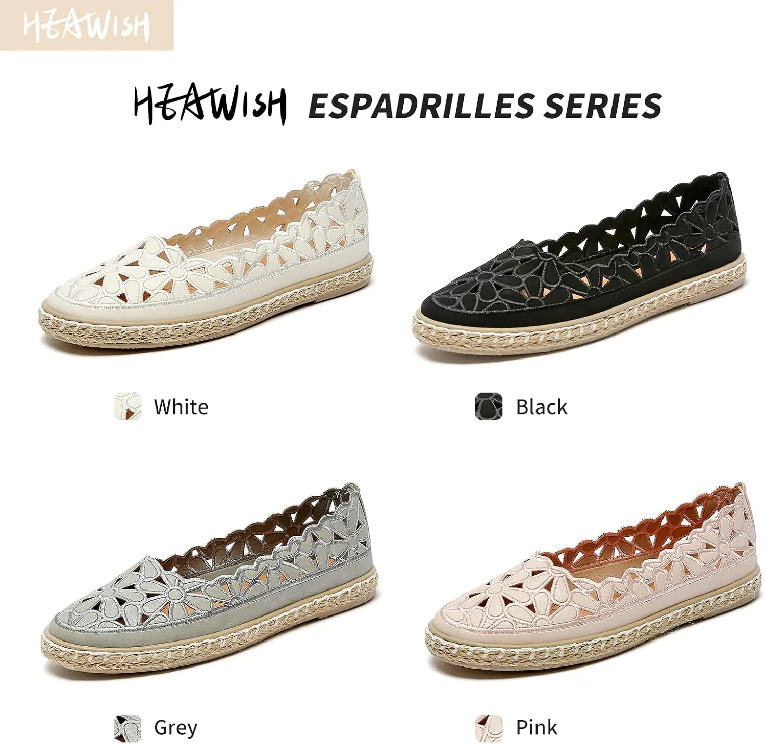 HEAWISH Women’s Ballet Flat Daisy Round Toe Dress Shoes Casual Slip On Rope Loafer