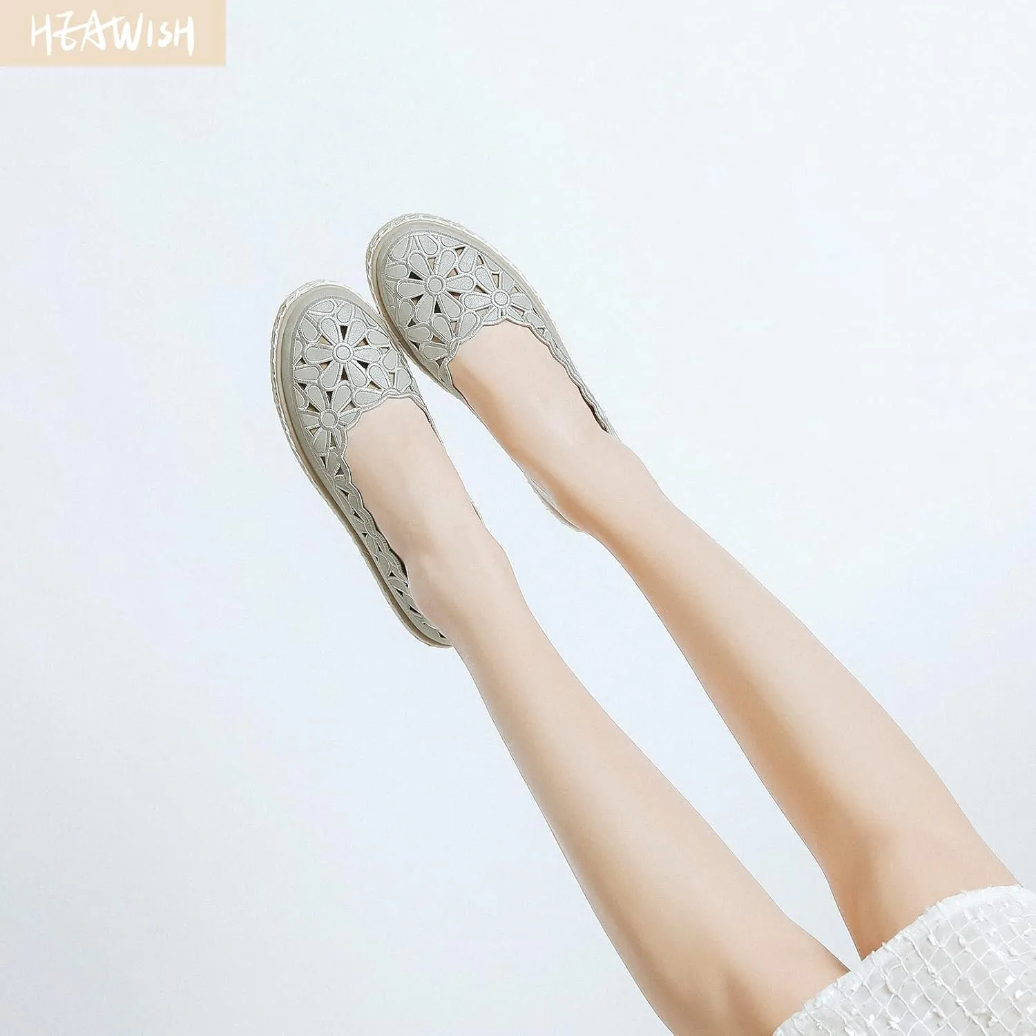 HEAWISH Women’s Ballet Flat Daisy Round Toe Dress Shoes Casual Slip On Rope Loafer