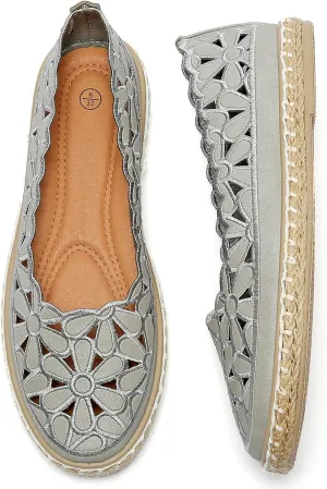 HEAWISH Women’s Ballet Flat Daisy Round Toe Dress Shoes Casual Slip On Rope Loafer