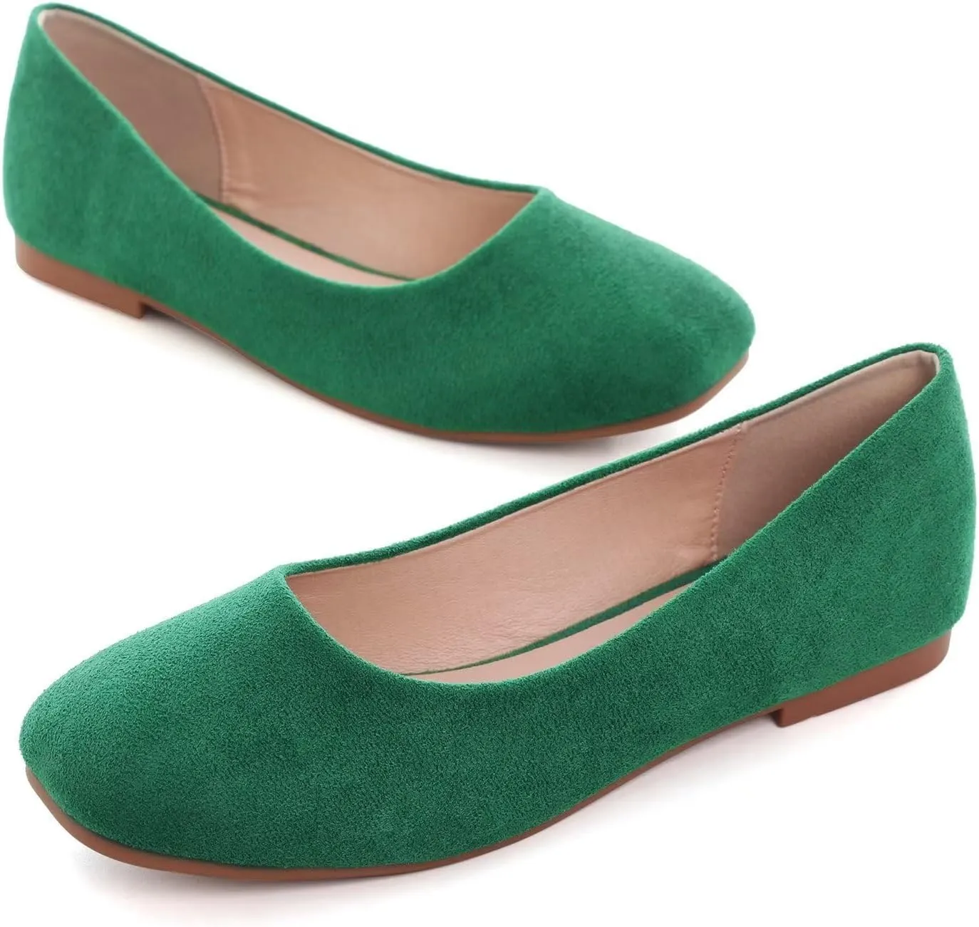 Hee grand Square Toe Ballet Flats for Women Rhinestones Chains Black Suede Dress Shoes Comfort Slip-On Loafers