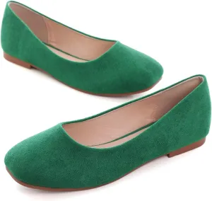 Hee grand Square Toe Ballet Flats for Women Rhinestones Chains Black Suede Dress Shoes Comfort Slip-On Loafers