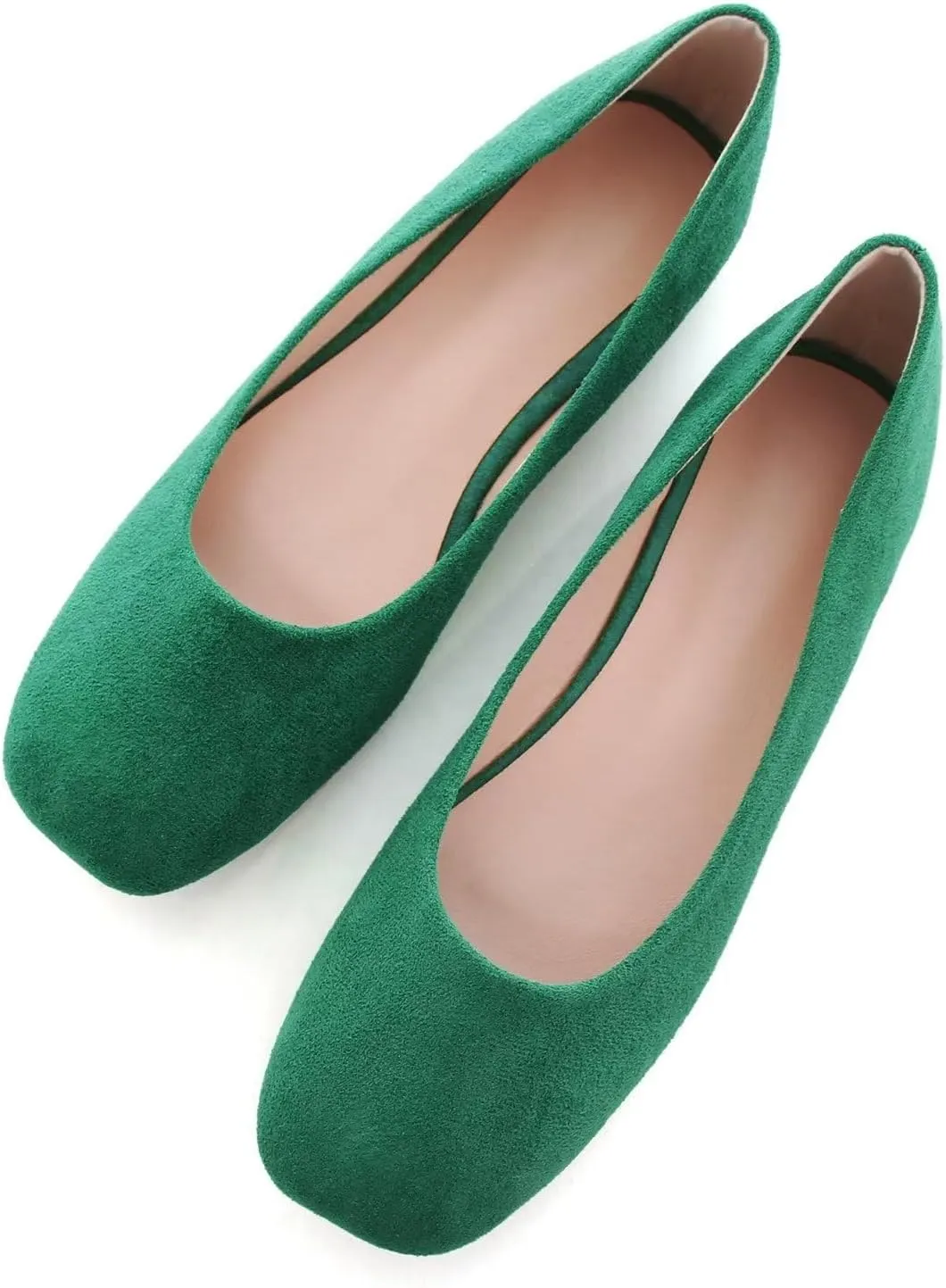 Hee grand Square Toe Ballet Flats for Women Rhinestones Chains Black Suede Dress Shoes Comfort Slip-On Loafers