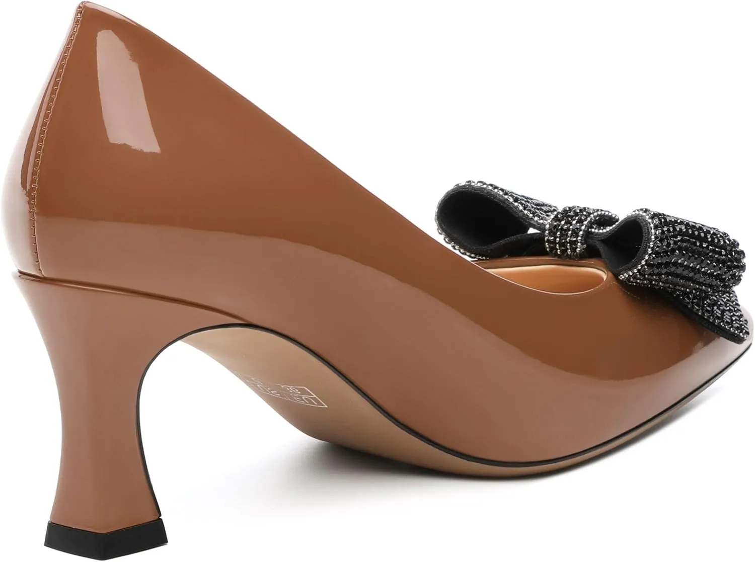 Heels for Women Closed Patent Pointed Toe Bow Pumps Slip on Kitten Low Heels Wedding Party Dress Office Shoes 2.5Inch