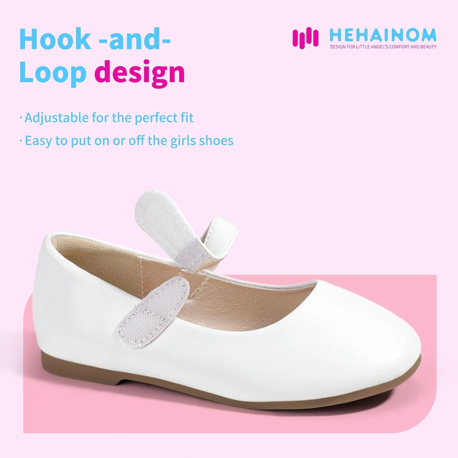 Hehainom Toddler Girls Flats Mary Jane Flower Girl Dress Shoes School Wedding Party Shoes