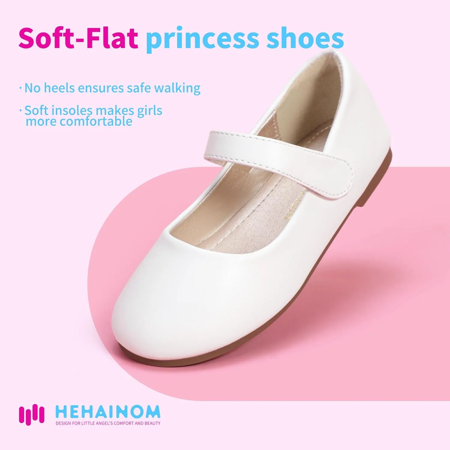 Hehainom Toddler Girls Flats Mary Jane Flower Girl Dress Shoes School Wedding Party Shoes