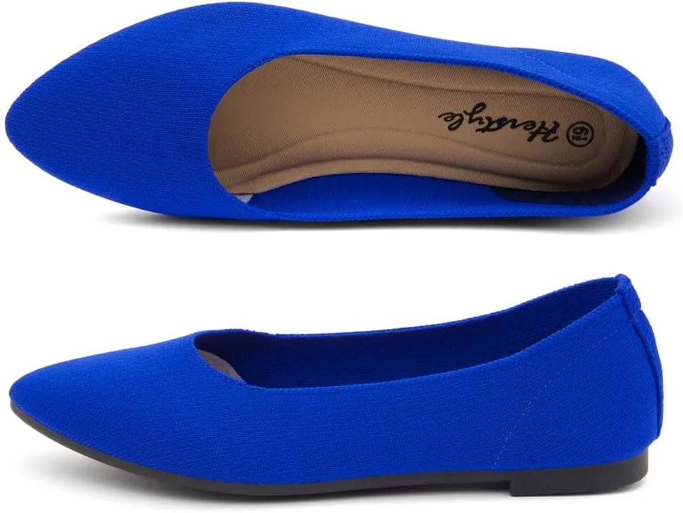 Herstyle Women's Flats – Dressy Pointed Toe Knit Ballet Flat Shoes with Memory Foam | Slip-On, Foldable & Comfortable for Work, Office, Party & Travel (2025 Trend)