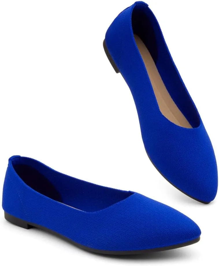 Herstyle Women's Flats – Dressy Pointed Toe Knit Ballet Flat Shoes with Memory Foam | Slip-On, Foldable & Comfortable for Work, Office, Party & Travel (2025 Trend)
