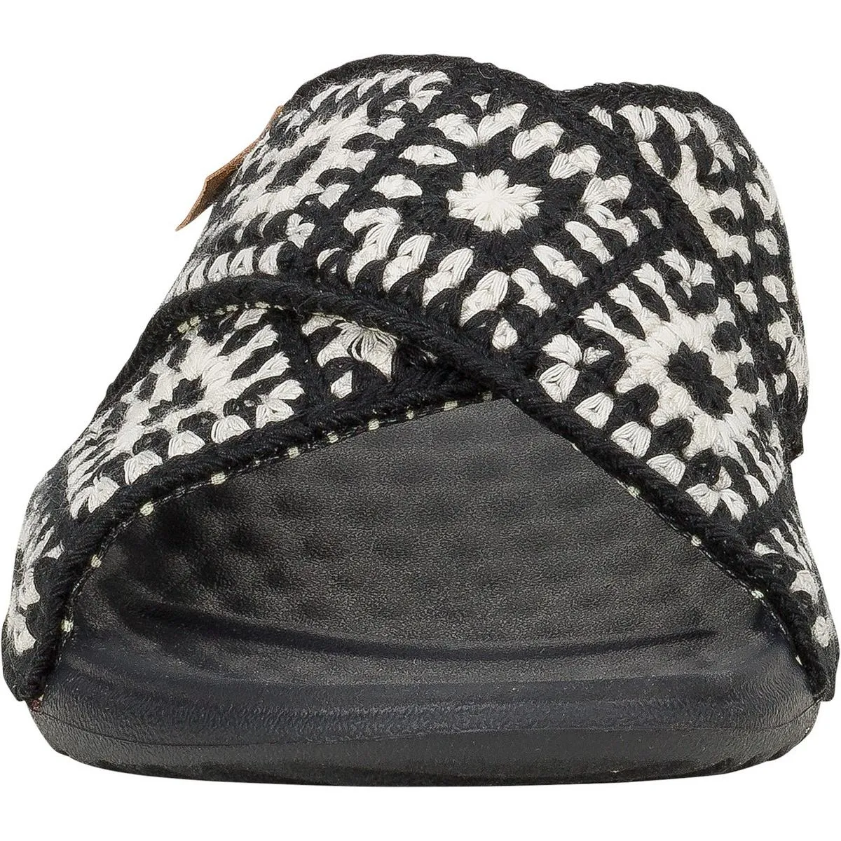 HEYDUDE Christi Slide Cottage Crochet Mule Black/White