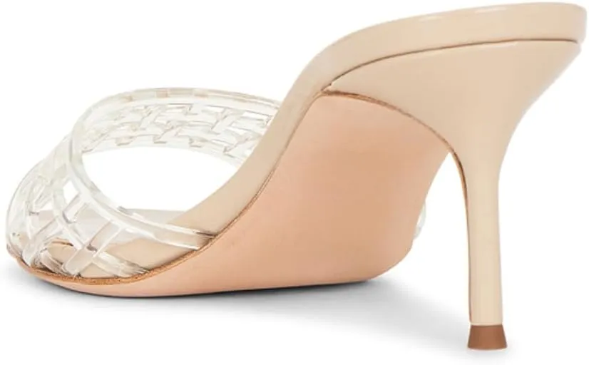High Heel Sandals for Women Open Pointed Toe Mesh Mules Sandals Beach Summer Dress Stiletto Shoes