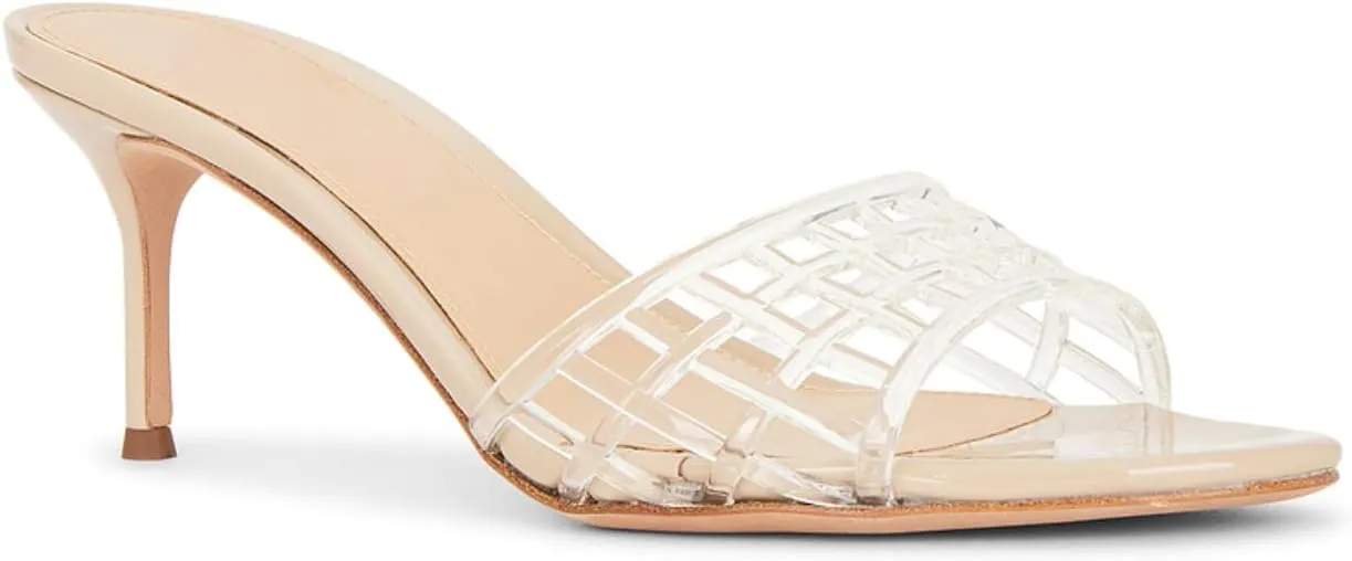 High Heel Sandals for Women Open Pointed Toe Mesh Mules Sandals Beach Summer Dress Stiletto Shoes